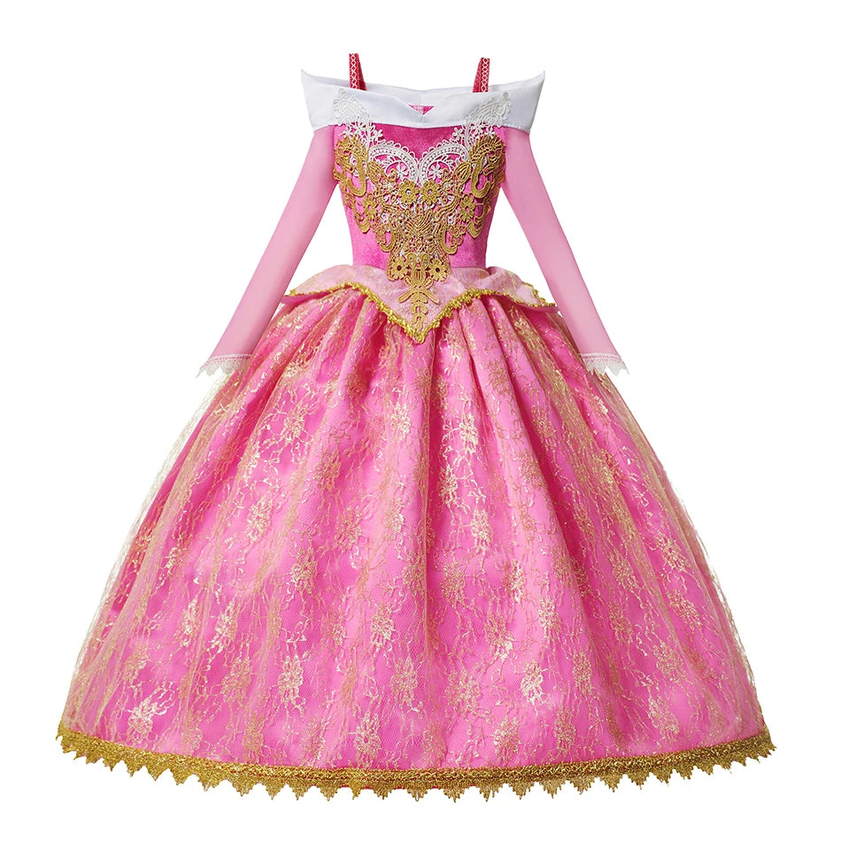 Halloween Birthday Dress Cinderella Snow White Aurora Rapunzel Princess Costume for Girls Kids 2-8Y