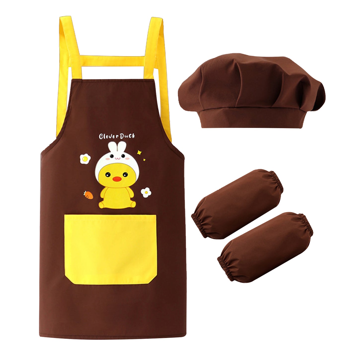 Kids Artist Costume Accessories Set Painter Dress-Up with Hat Animals Pattern Apron Arm Sleeve for Halloween Career Day Costume