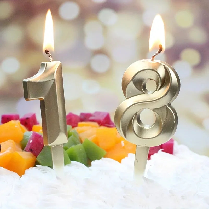 3D Gold Diamond Number Candles – Large Birthday Cake Topper for Wedding Anniversary & Party Home Celebration