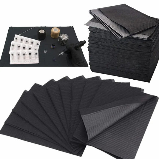 250/125/50/5pcs Black Tattoo Bibs Cleaning Wipes Pad Disposable Dental Tattoo Waterproof Sheets Paper Tattoo Accessories