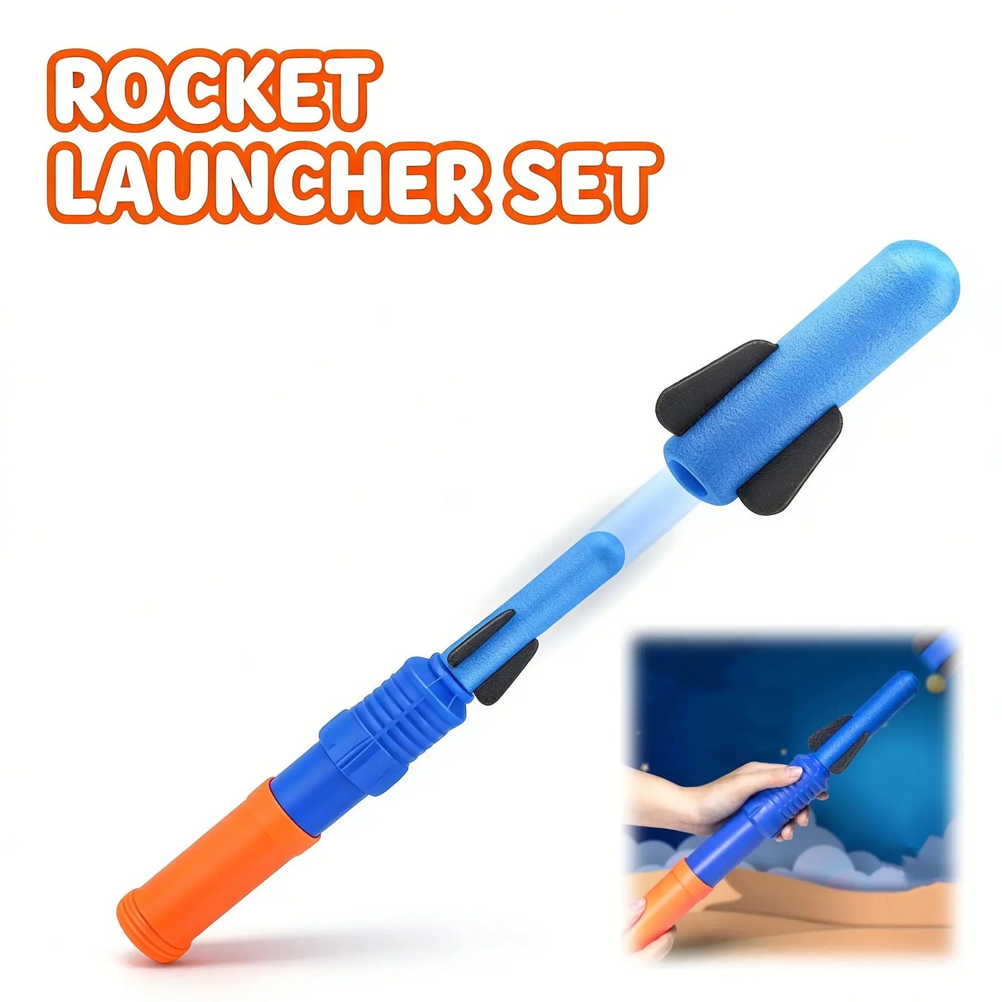 Hand Push Rocket Launcher Toy Set Foam Rockets Outdoor Garden Party Game Birthday Present Summer Funny Playing Toys