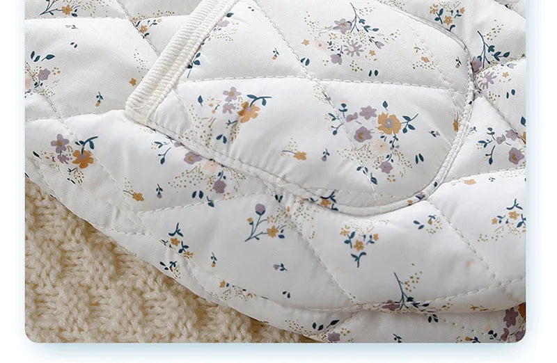 2024 Fall & Winter Baby Clothes 0-2 Y Sweet Toddler Girls Floral Fur Lining Rompers Infant Newborn Warm Jumpsuit with Hat