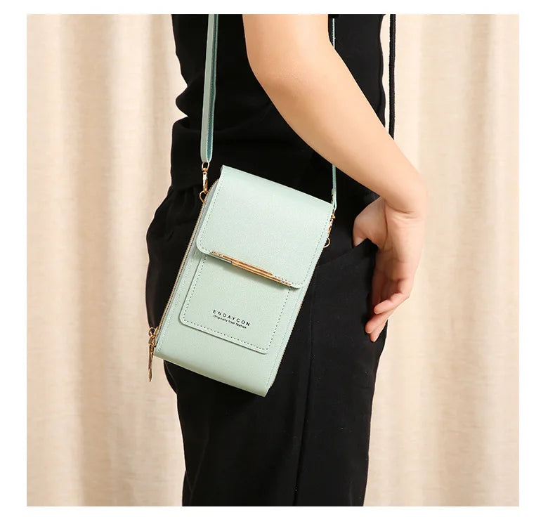 Women Crossbody Shoulder Bags Wallets Touch Screen Cell Phone Bag Soft Leather Strap Handbag for Female Luxury Messenger Bags