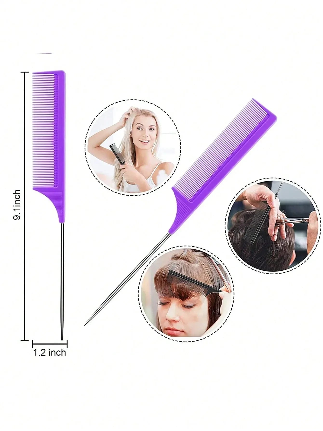 3pcs Styling Comb Set with Triple Tear Hair Brush Mouse Tail Comb Edge Brush, Salon Hair Styling Tool Special for Real Hair Wigs