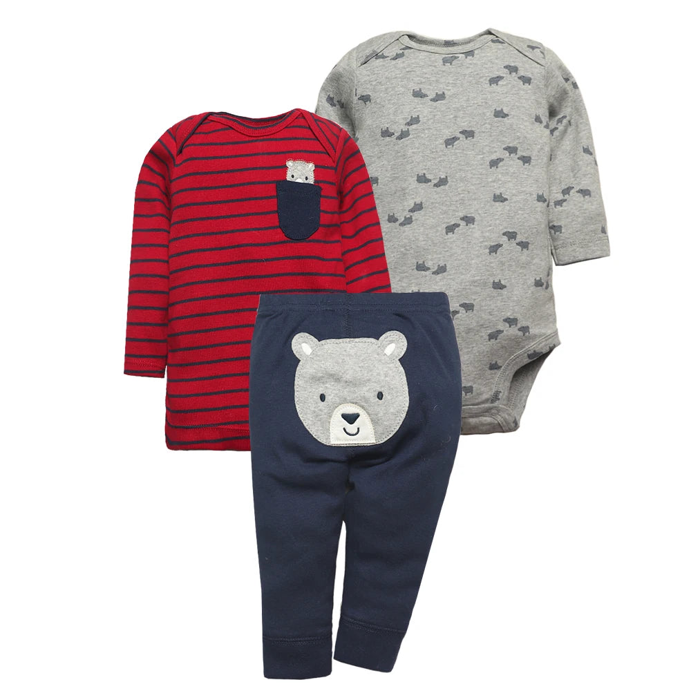 2026 Baby Boys Girls Clothes Set 100% Cotton Baby Bodysuits Baby Pants Summer Cartton Newborn Baby Clothes Infant Bebe Clothing