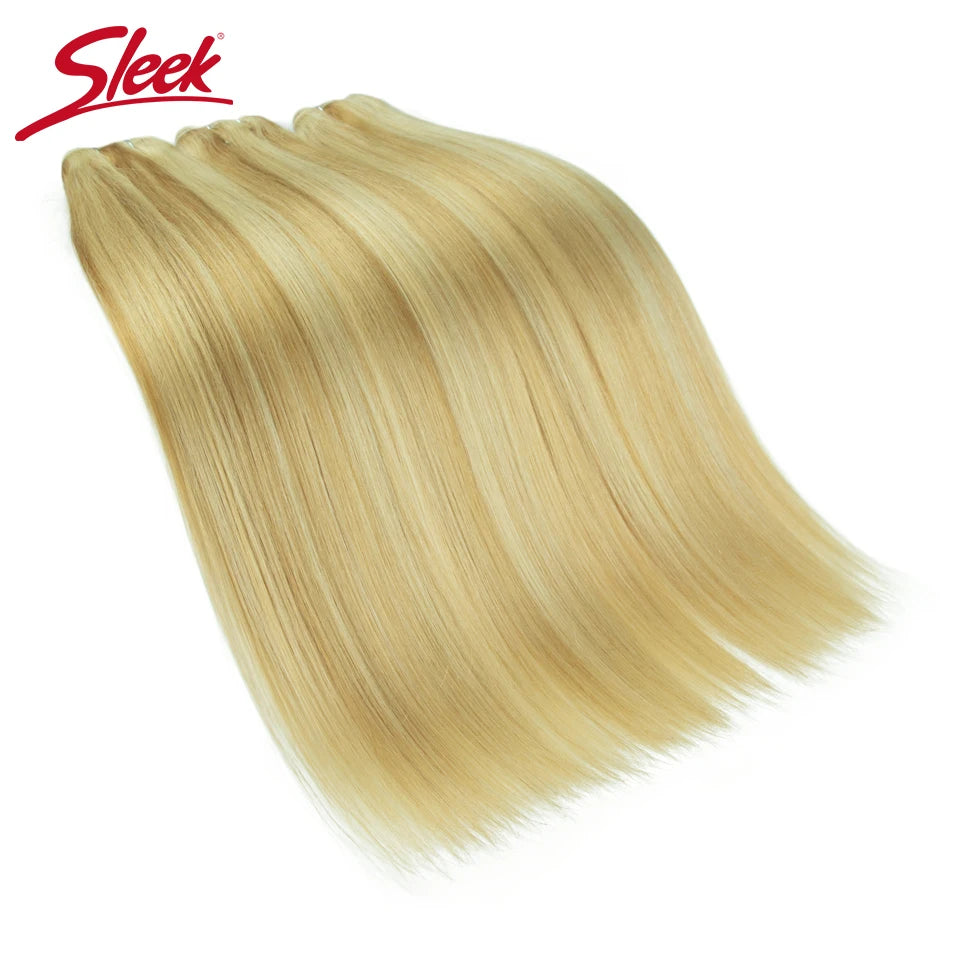 Sleek Peruvian Straight Human Hair Double Drawn Natural Human Hair Weave Bundles Natural Brown #27 #613 Remy Human Hair Bundle