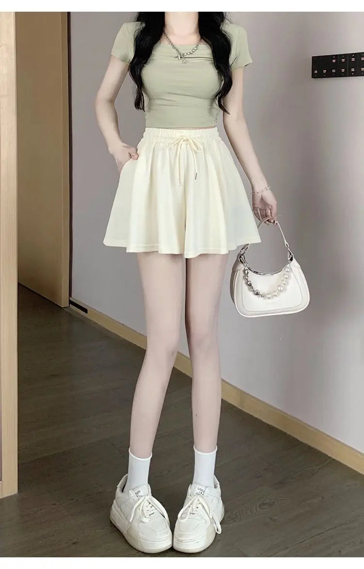 2026 High Waist Wide Leg Sports Shorts Women's Summer New Loose Fit A-Line Shorts Casual Versatile Comfortable Short Pants