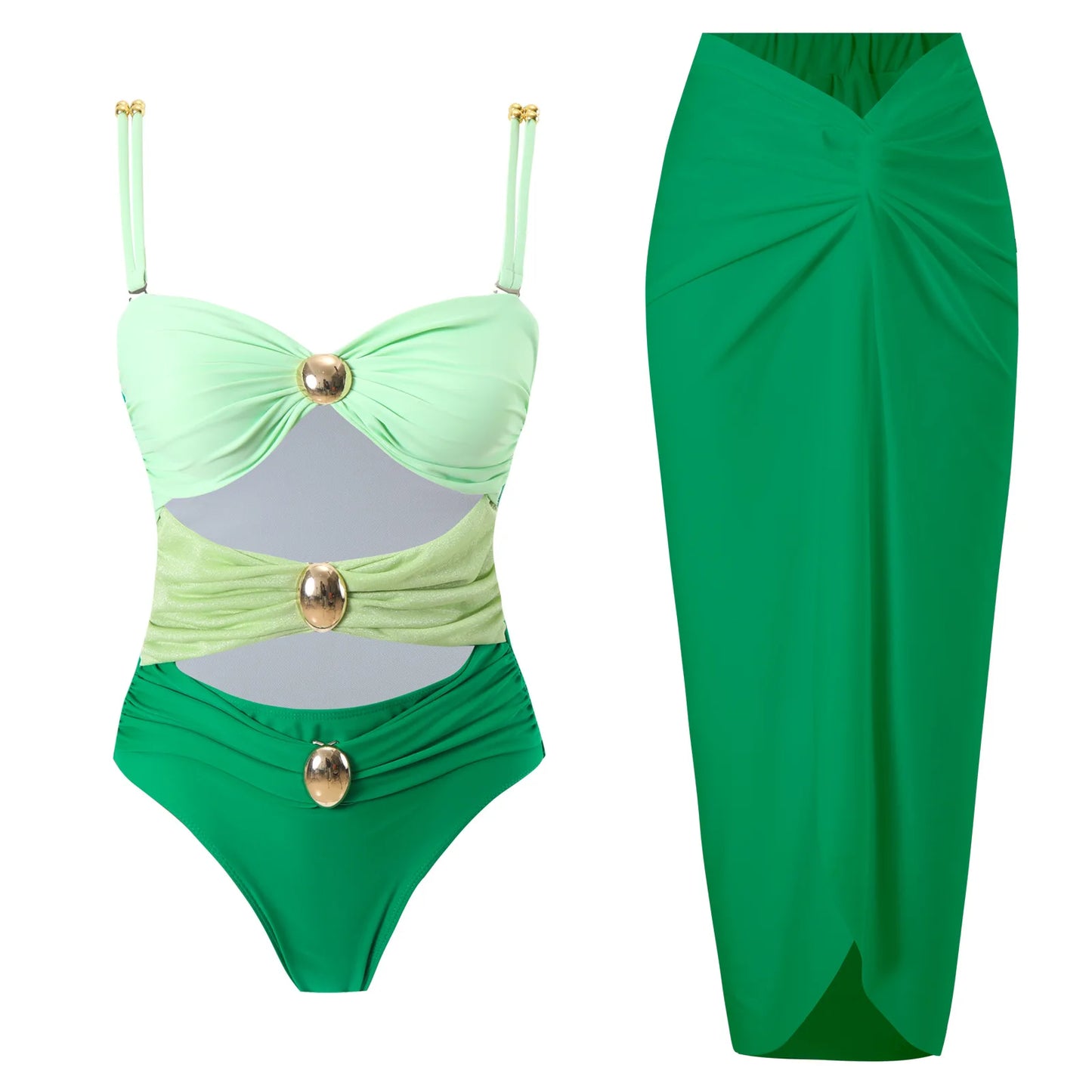 2024 Sexy Sling Ruffle Solid Two Pieces Bikini Women High Waist 3D Flower Swimsuit Skirt Summer Backless Beachwear Bathing Suit
