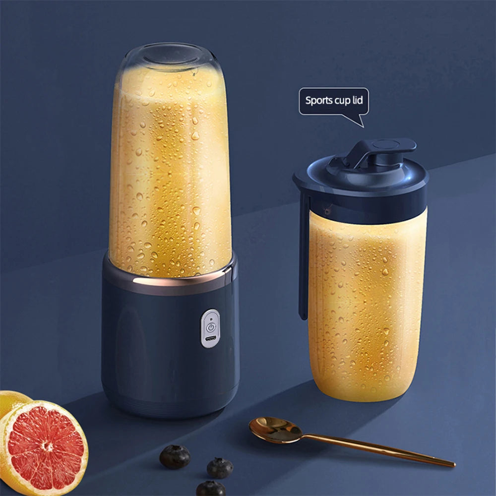 6 Blades Electric Juicer Cup with 2 Cups For Travel Portable Juicer Mixer Usb Charge Fresh Fruit Juice Personal Blender Smoothie