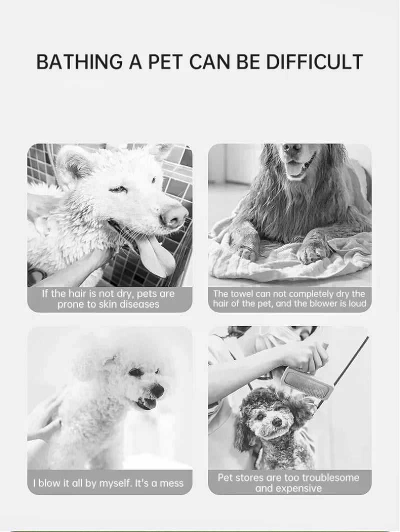 Pet Dog Hair Dryer 2-in-1 Cat Grooming Hairdressing Blow & Comb Low Noise Pet Cleaning Smart Pet Hair Dryer