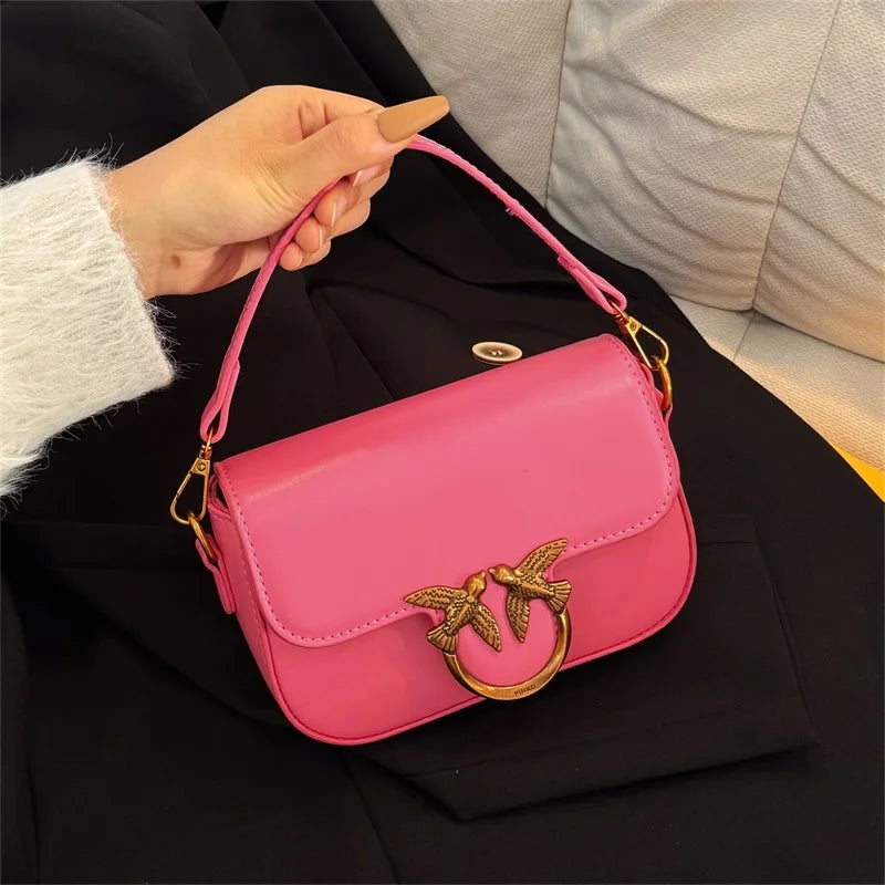 High-end Crossbody Handbag Leather Tote Bags Trendy Design Commuter Popular Classic Elegant Fashionable Bag with avian button