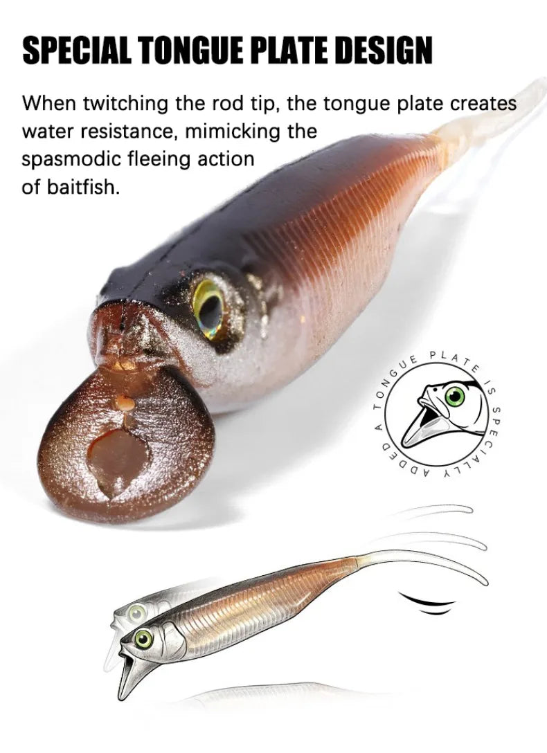 Competition Edition Floating TPE Soft Bait 2.5" 3" Midosto Wacky Rig Lure Rolling Action for High-Pressure Fishing for Bass Pike