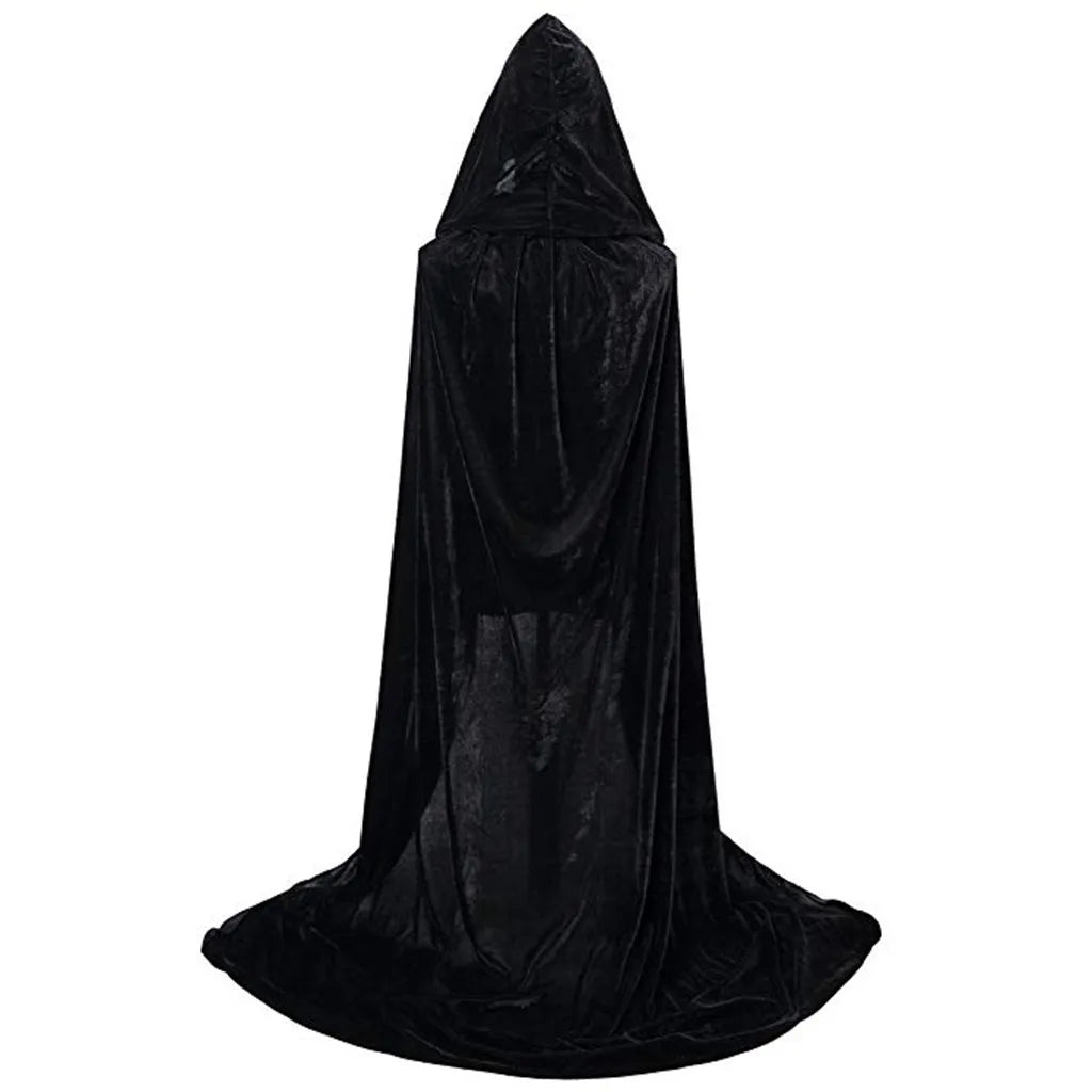 Halloween Costume Unisex Cosplay Death Cape Long Hooded Cloak Wizard Witch Medieval Cape S-Xl Black White Red Coffee Blue
