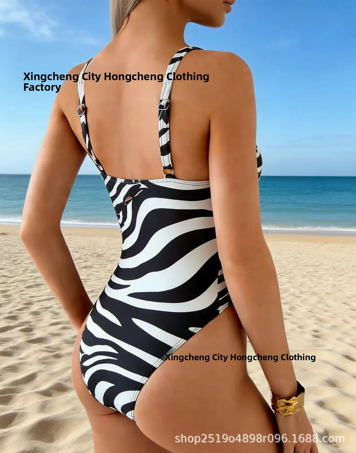 Fashionable Women's One-Piece Swimsuit Tummy Control Trendy Swimwear Cross-Border 2026 New Style Pure Color No Sleeve