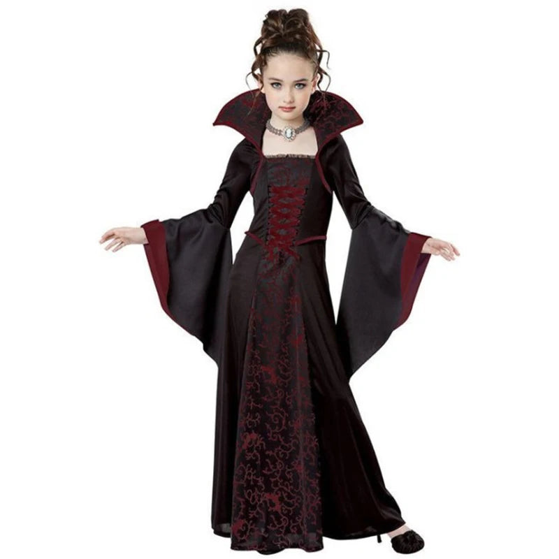 Halloween Costume for Kids Halloween Fantasy Vampire Costume Girls Witch Cosplay Children's Performance Clothing for Party