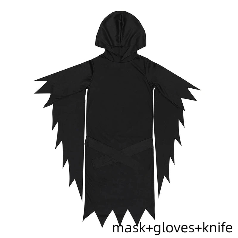 Kids Scream Costume Children Fancy Dress Halloween Party Horror Death Ghostface Costume Boys Teens