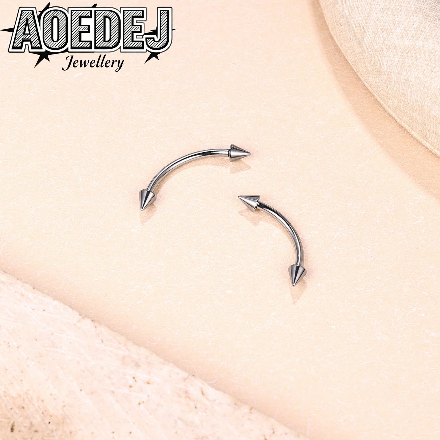 AOEDEJ 14/16/18G 1-10pcs/lot Stainless Steel Eyebrow Piercings Spike Eyebrow Rings Curved Barbell Bridge Piercing Jewelry 6-14MM