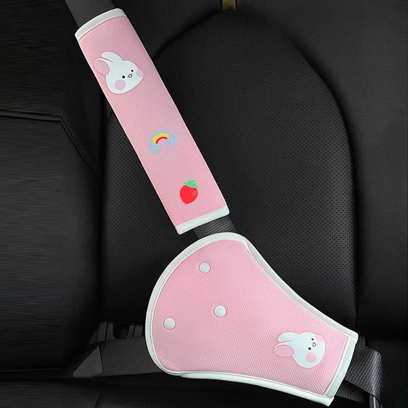 Universal Cartoon Car Seat Belt Cover Set Adjustable Car Safety Belt Cover Shoulder Pad for Kids Adults Car Interior Accessories