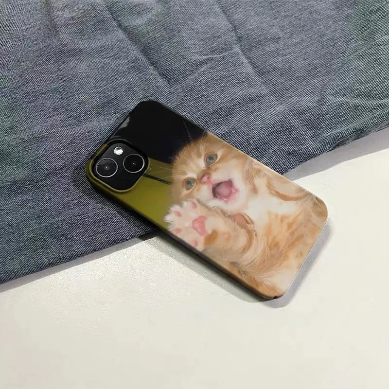 Ins Yellow Milk Cat Cartoon Phone Case for IPHONE 17 Air 16E 15 PROMAX 14 Plus 13 12 MINI 11 PRO 16Plus XR Acrylic Phone Cover