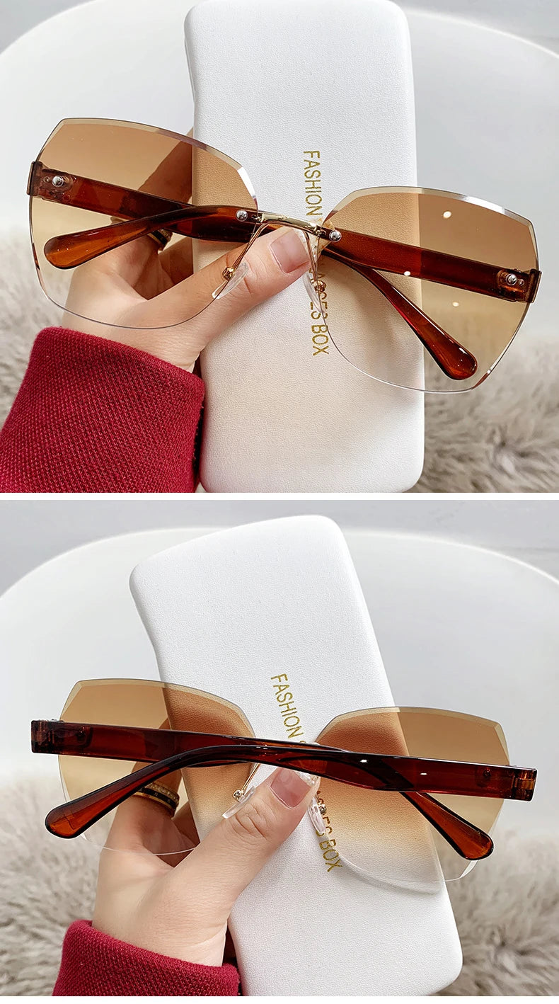 Fashion Rimless Sunglasses Women Trendy Gradient Lens Frameless Square Sun Glasses Female Retro Punk Shades UV400 Eyewear
