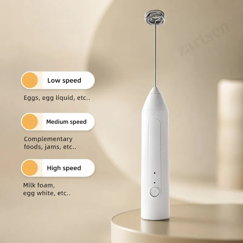 Electric Coffee Frother/MILK Whisk+Egg Beater MINI Food Blender USB Rechargeable Handheld Three Speeds Espresso Tools