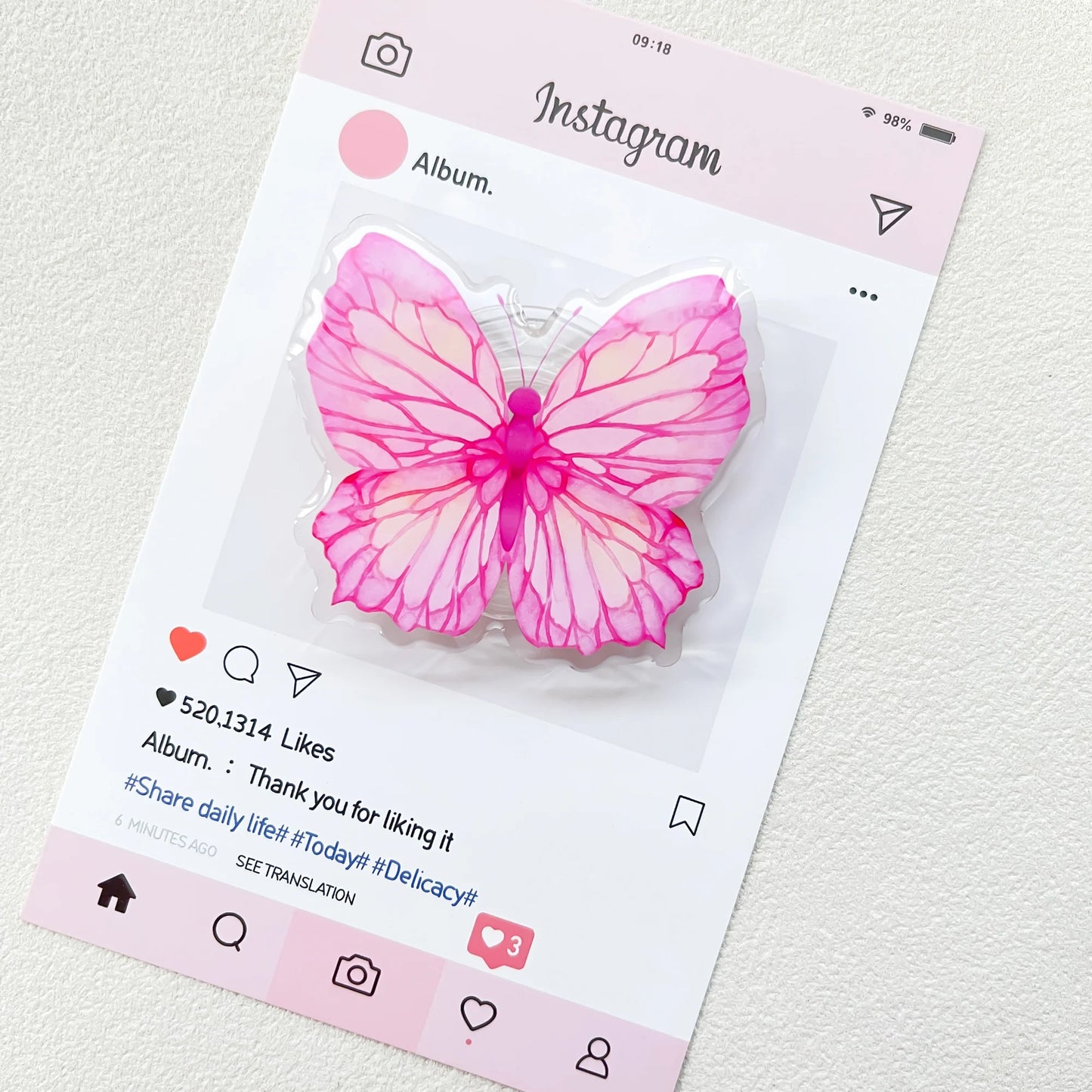 Cute Butterfly Phone Grip Griptok Holder Ring For iPhone 16 15 Universal Lovely Bowknot Phone Stand Bracket Poppings Socket