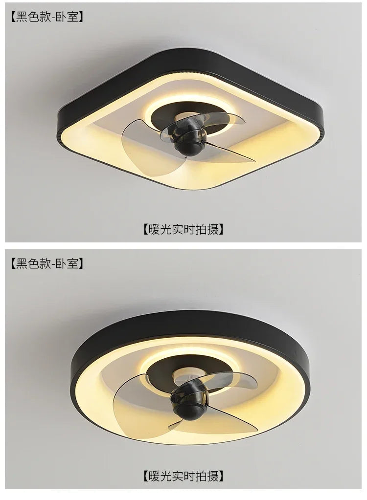 Bedroom fan lamp minimalist round modern minimalist dining room fan integrated master bedroom ceiling lamp electric fan 220V