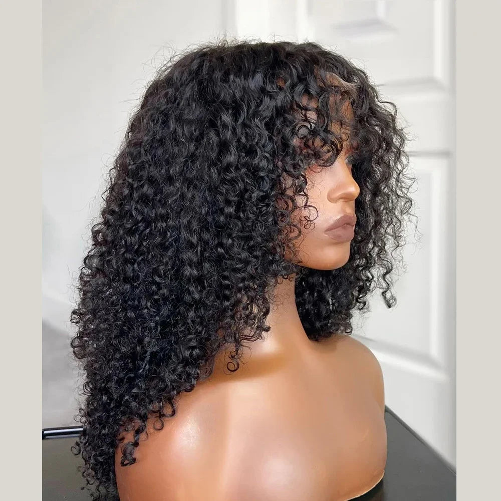 26“Long Soft Natual Black Kinky Curly 180Density 13x4 Lace Front Wig For Black Women Synthetic Heat Resistant Glueless Daily