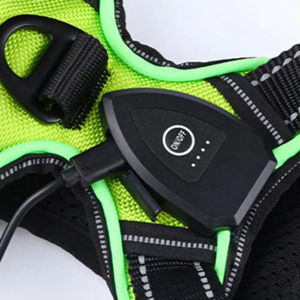 Light Up LED Dog Harness Rechargeable Adjustable Luminous Pet Chest Strap Padded Collar Soft Dog Glow Vest for Night Walking