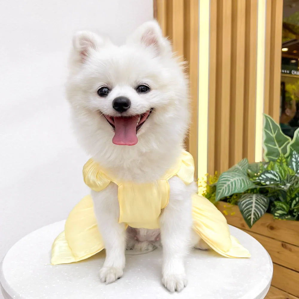 Dog Dress Girl Dog Clothes Pet Apparel Doggie Pink Bowknot Tulle Cat Sequin Clothing Pup Dresses Doggy Attire Birthday