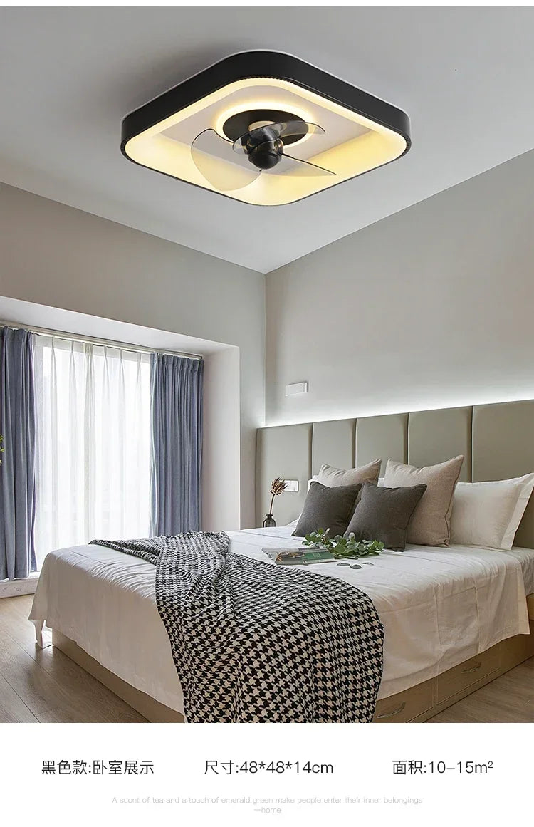 Bedroom fan lamp minimalist round modern minimalist dining room fan integrated master bedroom ceiling lamp electric fan 220V