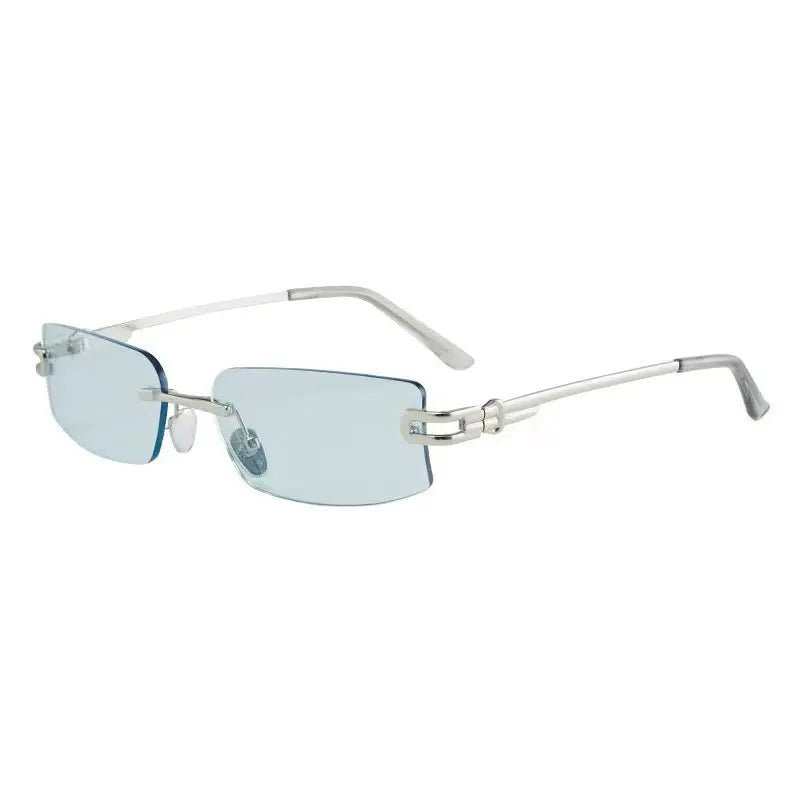 Rectangle Shape Rimless Sunglass Women Fashion Trendy UV Protection Sun Glasses for Man Korean Style Men Sunglasses