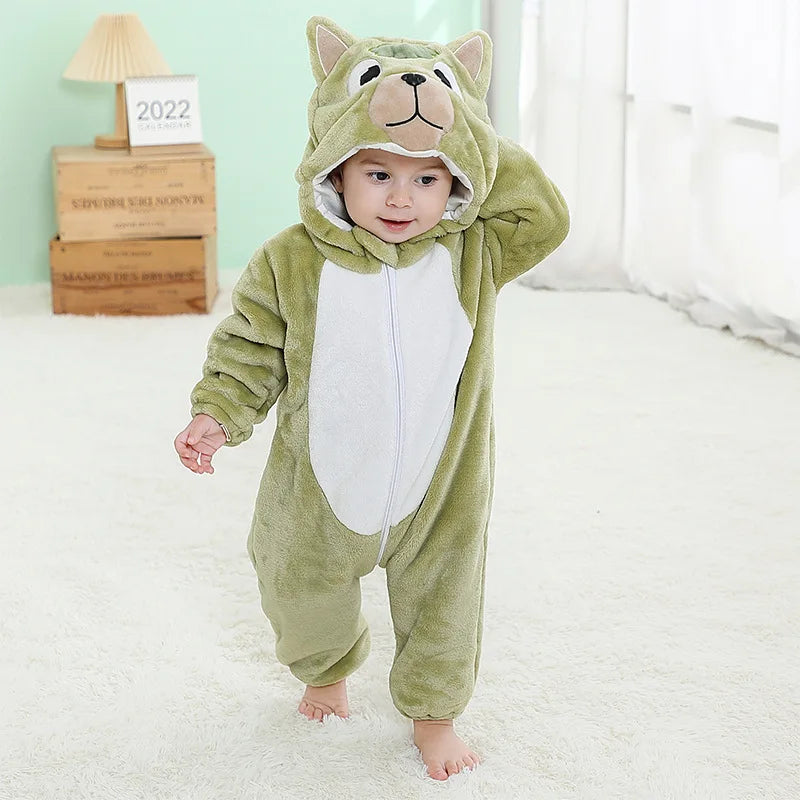 Baby Kigurumi Penguin Lion Cat Animal Cosplay Costume Winter Plush Jumpsuit for Toddler Boys 1 to 2 3 4 Years Baby Girl Outfits