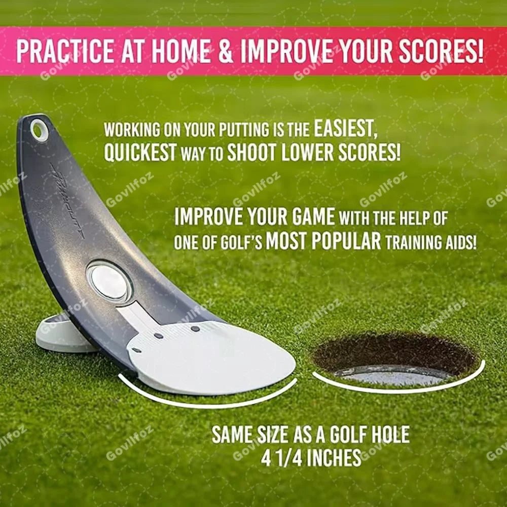 Portable Golf Putter Practice Tool Alignment Stick Holder Indoor And Outdoor Foldable Design Stability Triple Aim Points Spiked