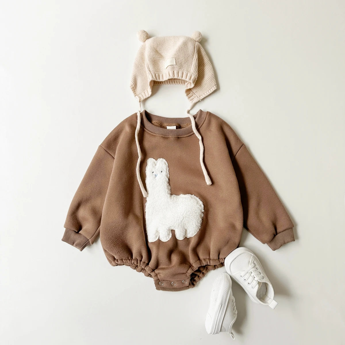 Baby Girls Winter Bodysuit 2024 Plus Velvet Full Baby Girls Lamb Sweatshirt Rompers Plush Warm Infant Girls Jumpsuit