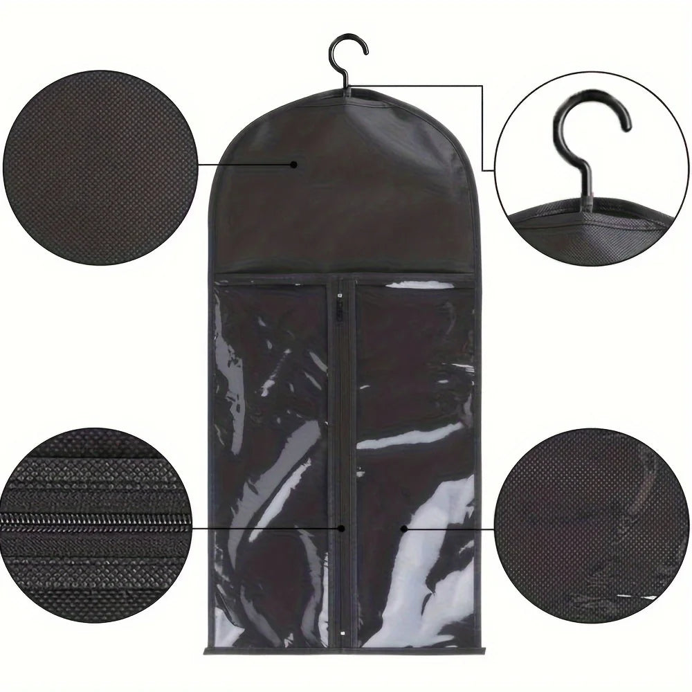 1/3/6pcs Premium Wig Storage Bags with Sturdy Metal Hangers - Black Transparent Design for Multiple Wigs & Hair Extensions