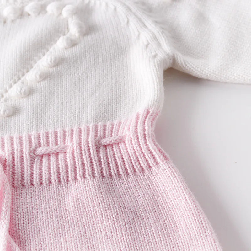 Autumn Lovely Heart Jumpsuit Infant Baby Girl Knitted Clothes Love Romper Bodysuit Outfit Spring Cotton Knitted Sweater Bodysuit