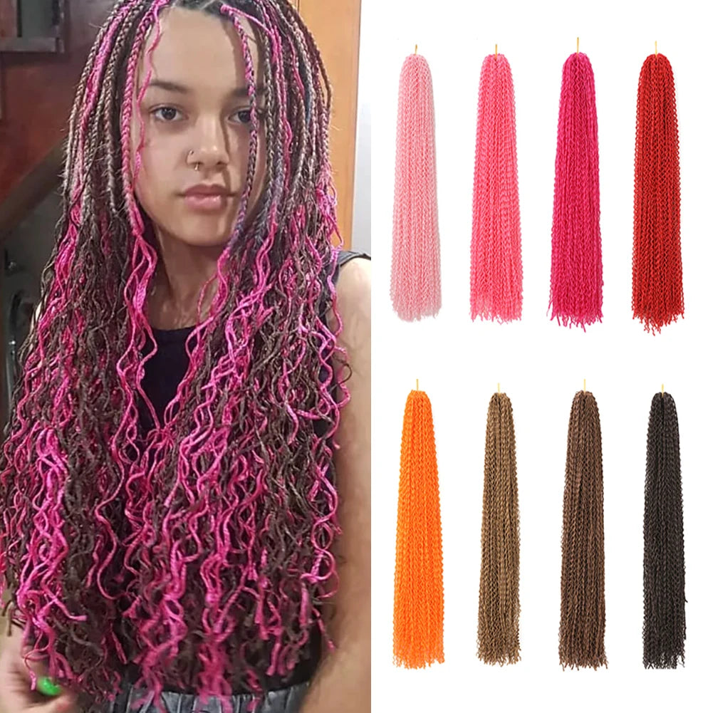 3X Pre-Looped Curly Synthetic Zizi Braids Thin Small Box Braid Crochet Twisted Hair Synthetic Kanekalon Braiding Hair Exten