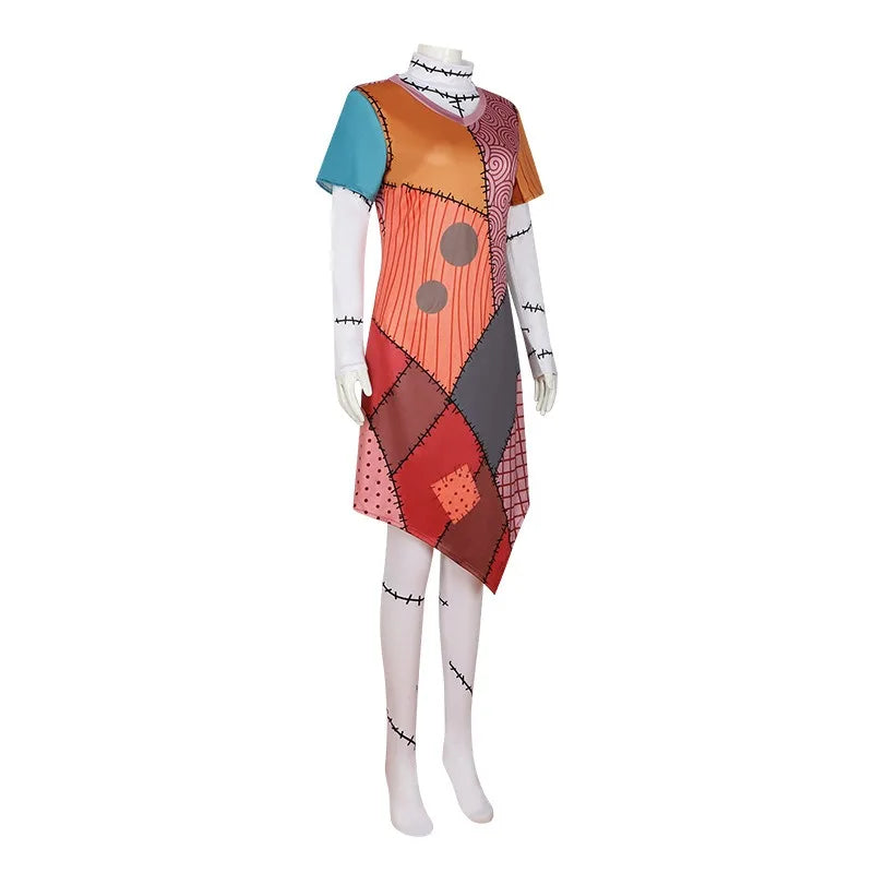 Halloween Nightmare Sally Cosplay Costume Before Christmas COS Outfit Women Dress Up Carnival Party Role Play Clothes