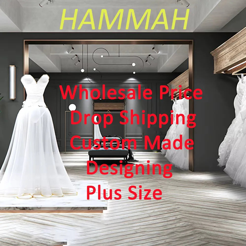 HAMMAH Trendy Long Sleeves Bridal Dress Slit Lace Appliques V-neck Zipper A-line Chapel Train Vestidos De Novia Customized