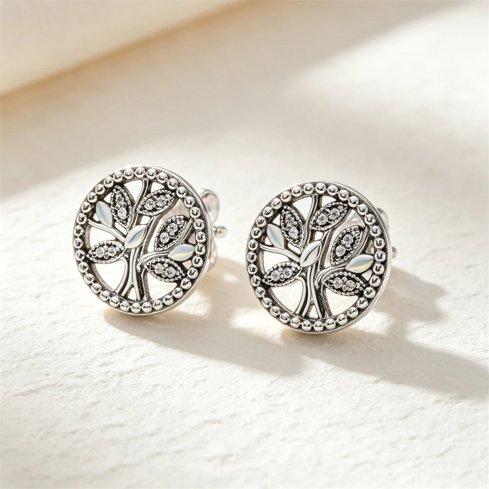 925 Sterling Silver Butterfly Flower Bee Lilac Leaf Zircon Earrings Suitable for Daily Wear as Women's Jewelry Holiday Gifts