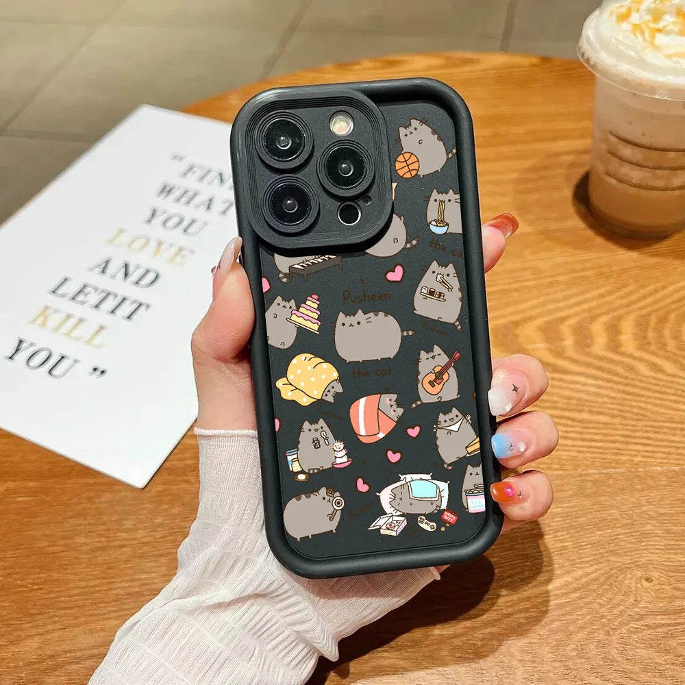 Funny Lovely Pusheen Cat Phone Case For vivo Y39 Y04 Y29 Y28 Y03 Y17s Y19s Y100 Y78 Y36 Y27 Y16 Y77 Y75 Y35 Y22s Y02 Y72 Y76 5G