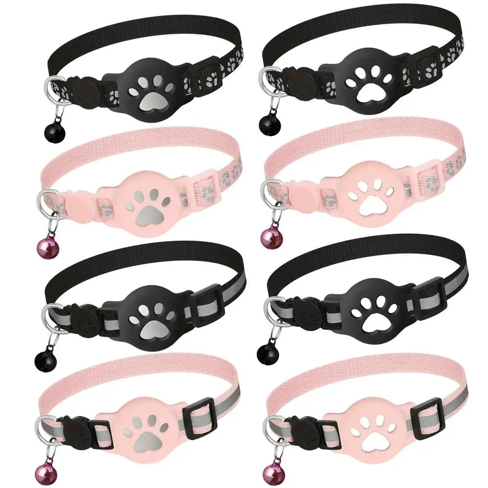 GPS Cat Collar with Reflective Strap, Mini Real Time Pet Location Device, Waterproof Anti Lost Finder for Outdoor Kitten S7X8