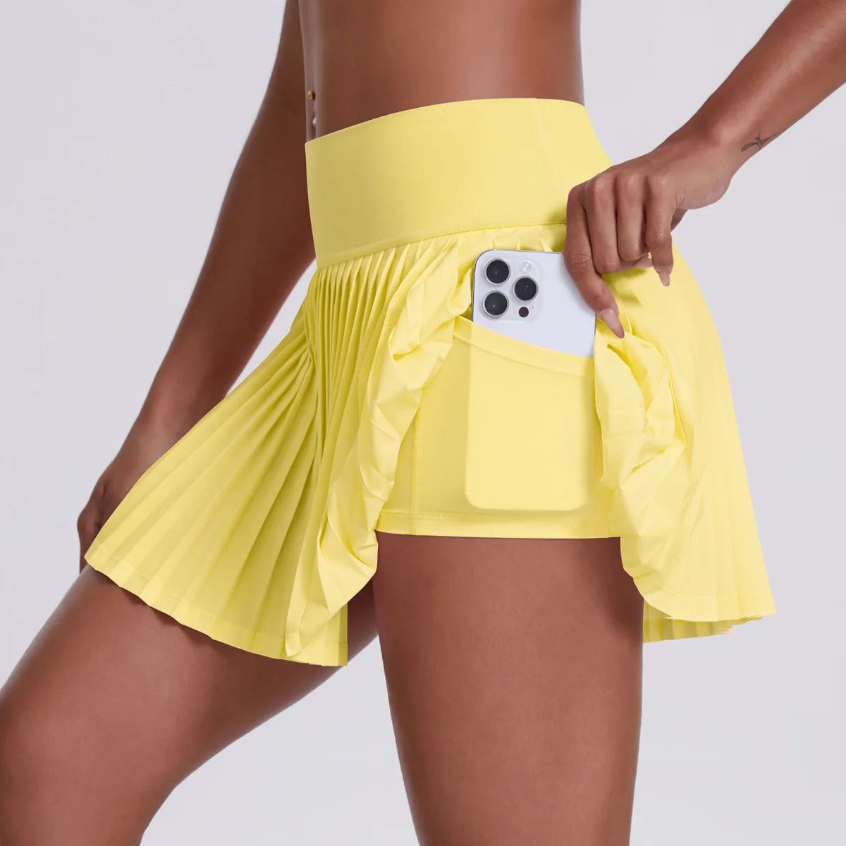 Women Sports Pleated Skirts With Shorts Inside Workout Summer Training Tennis Gym Pocket Skirt Casual