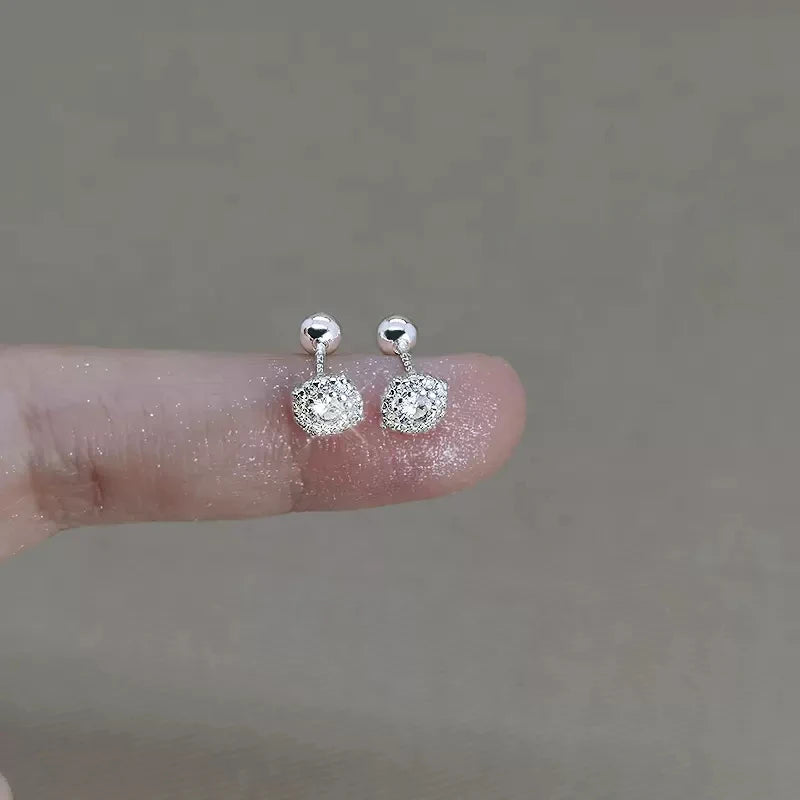 925 Sterling Silver Flash Earrings Shiny Zircon Earrings Female Gold Color Screw Ear Bone Jewelry for Women Fashion Accessories