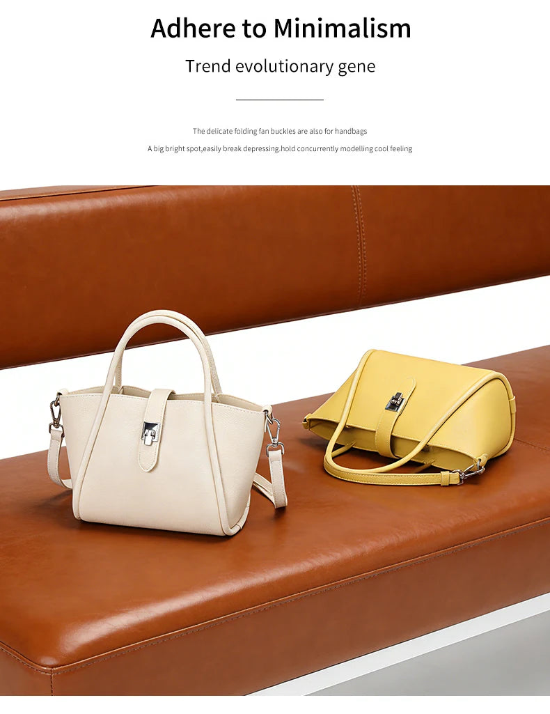 Genuine Leather Mini Tote Bag for Women Fashion Cowhide Shoulder Bag Patchwork Commute Handbag Luxury Designer Crossbody Bag