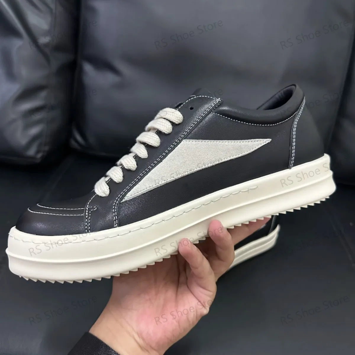 Men Casual Shoe Brand Black Brown Canvas Low Top Shoes High Quality Cowhide Luxury White Leather Sneakers Women Flat Sneaker