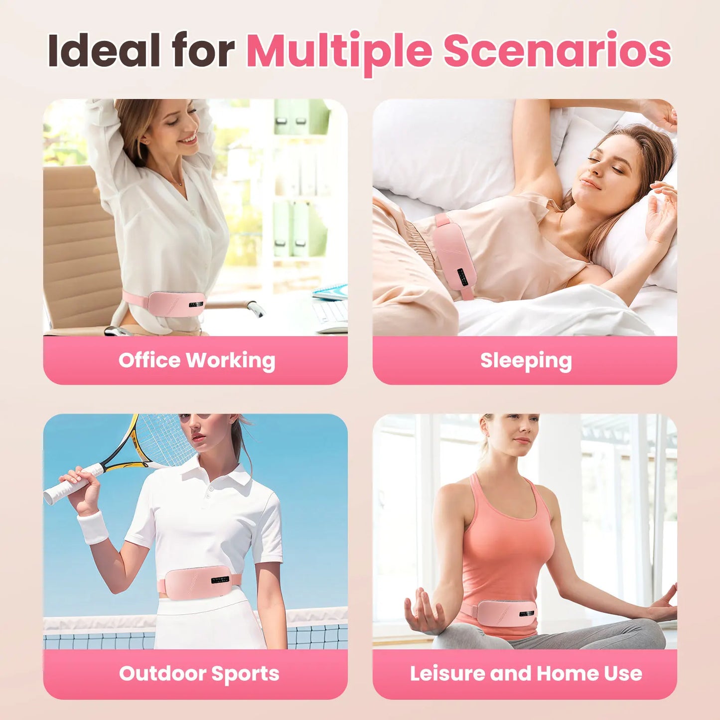 Cordless Electric Heating Pad Belt Adjustable Levels for Women Best Abdominal Heating Massager Hot Compress for Menstrual Period