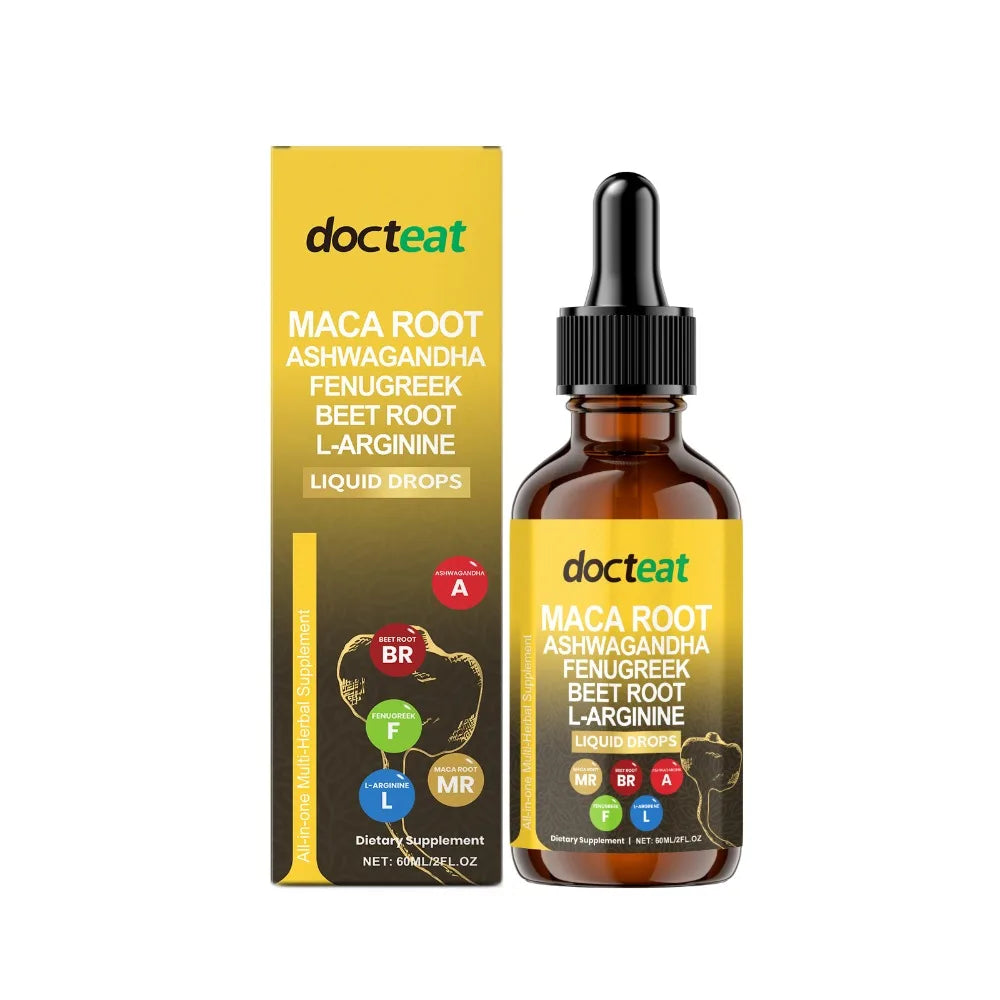 Maca Root Beet Root L-Arginine Liquid Drops Herbal Supplement for Men Energy Vitality Active Daily Wellness Support 60ml