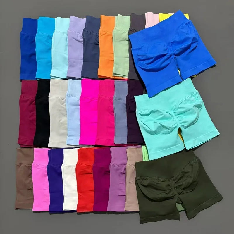 HISTELLO Sports Shorts 4.5‘’ High Waist Women Yoga Workout Shorts Seamless Leggings Stretch Fitness Sweatpants Gym Short
